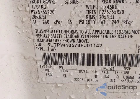 2008 Lincoln Mark Lt from USA, damaged, VIN 5LTPW18578FJ01142